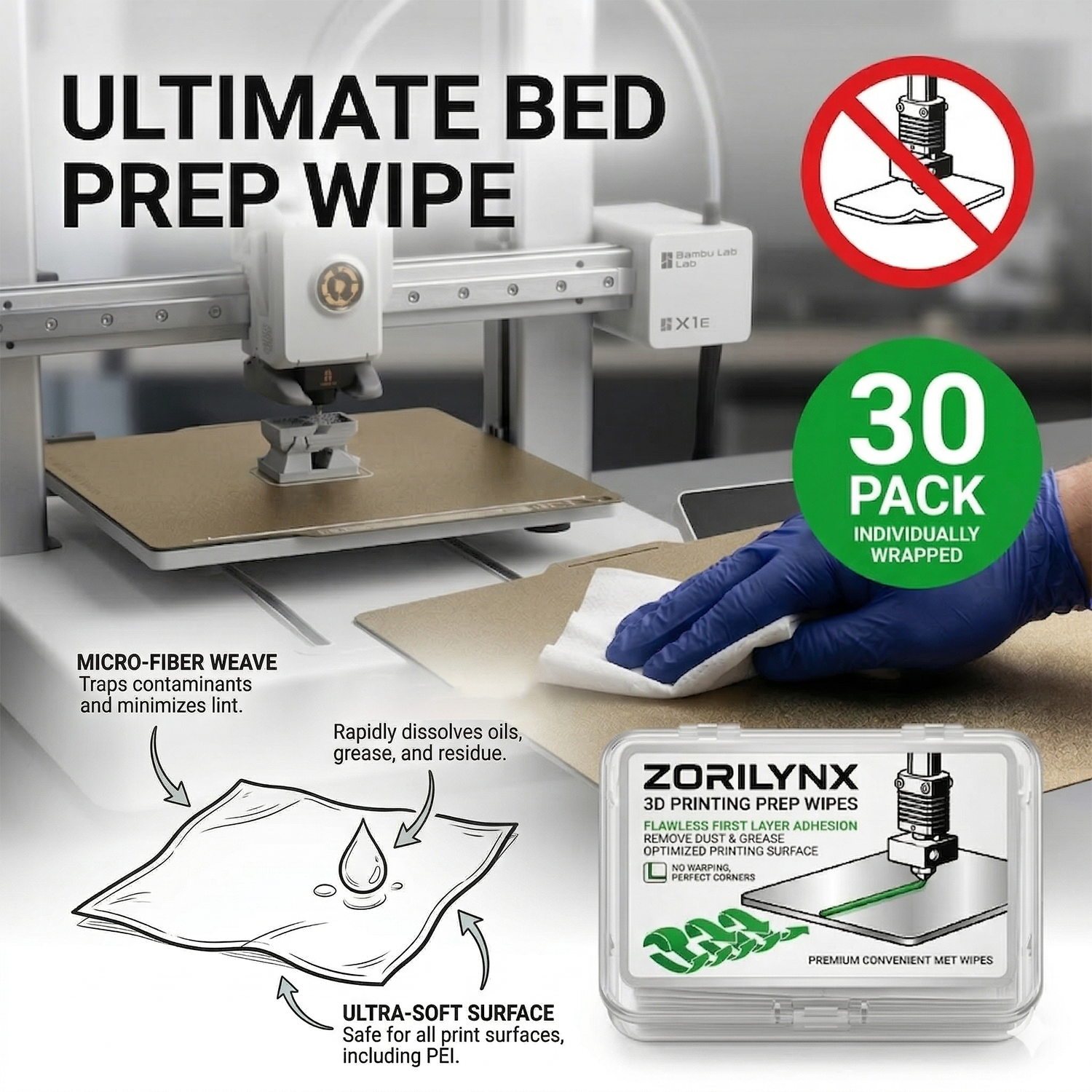 3D Printer Bed Spring - 3D Printer Bed Cleaning Wipes ZORILYNX