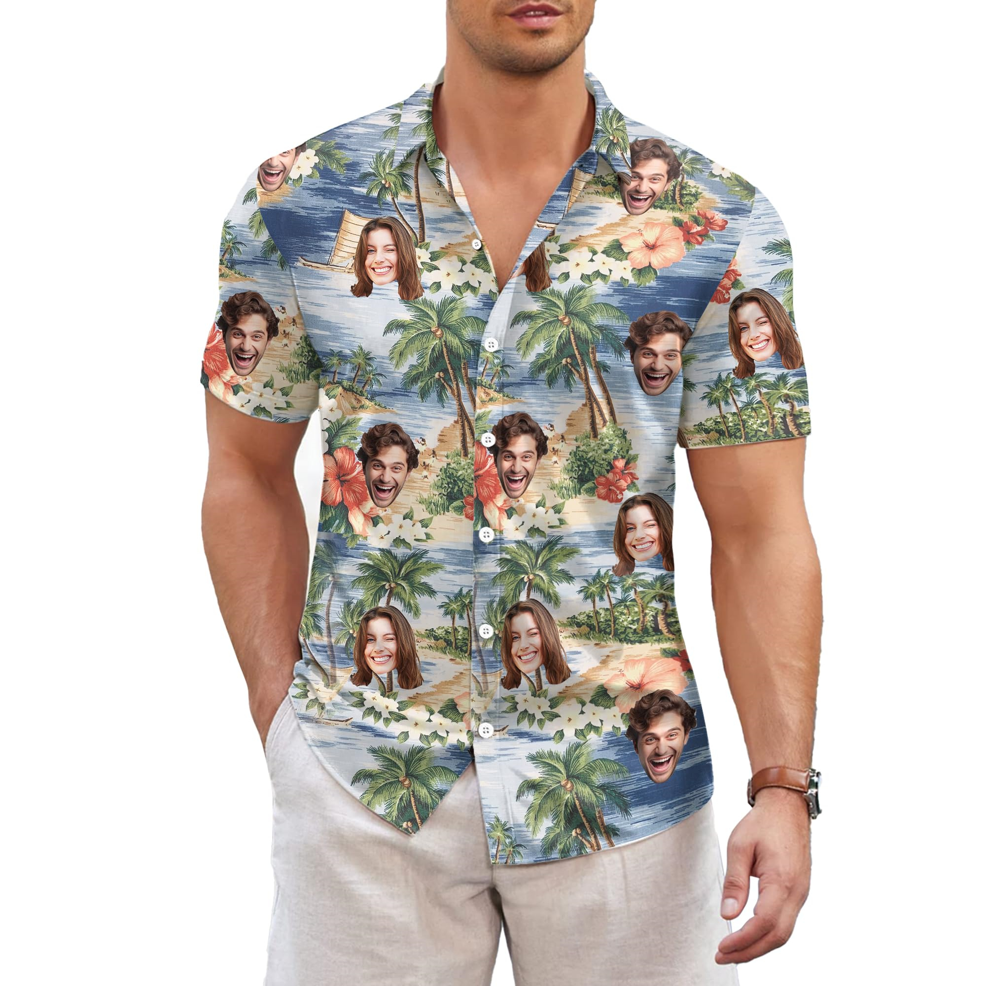 New Custom Face Hawaiian Shirt - 3D Printing Foto avis et prix
