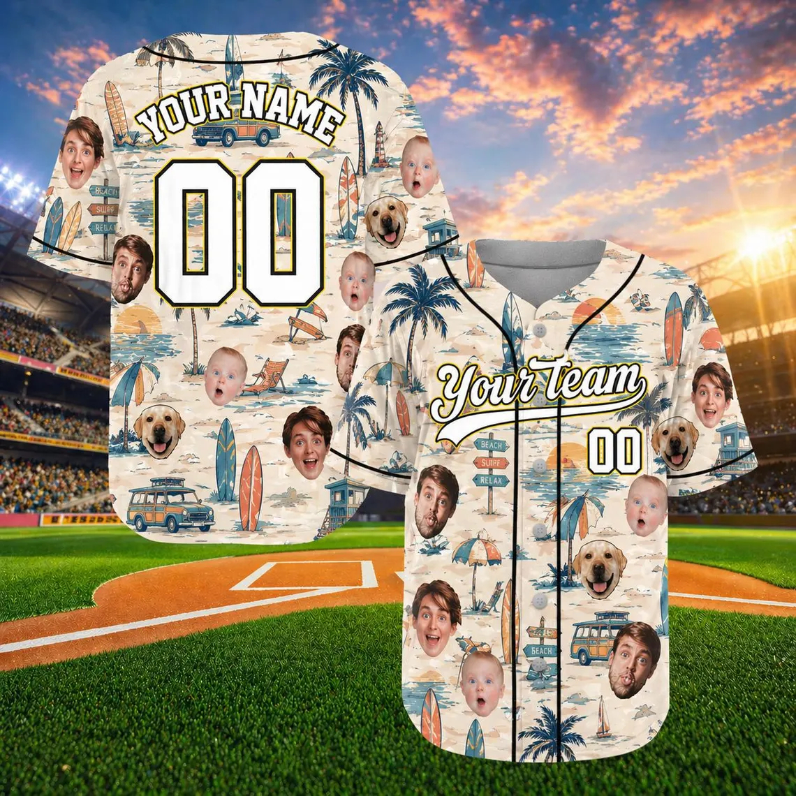 Custom Face Photo Beach Baseba - 3D Printing Foto avis et prix