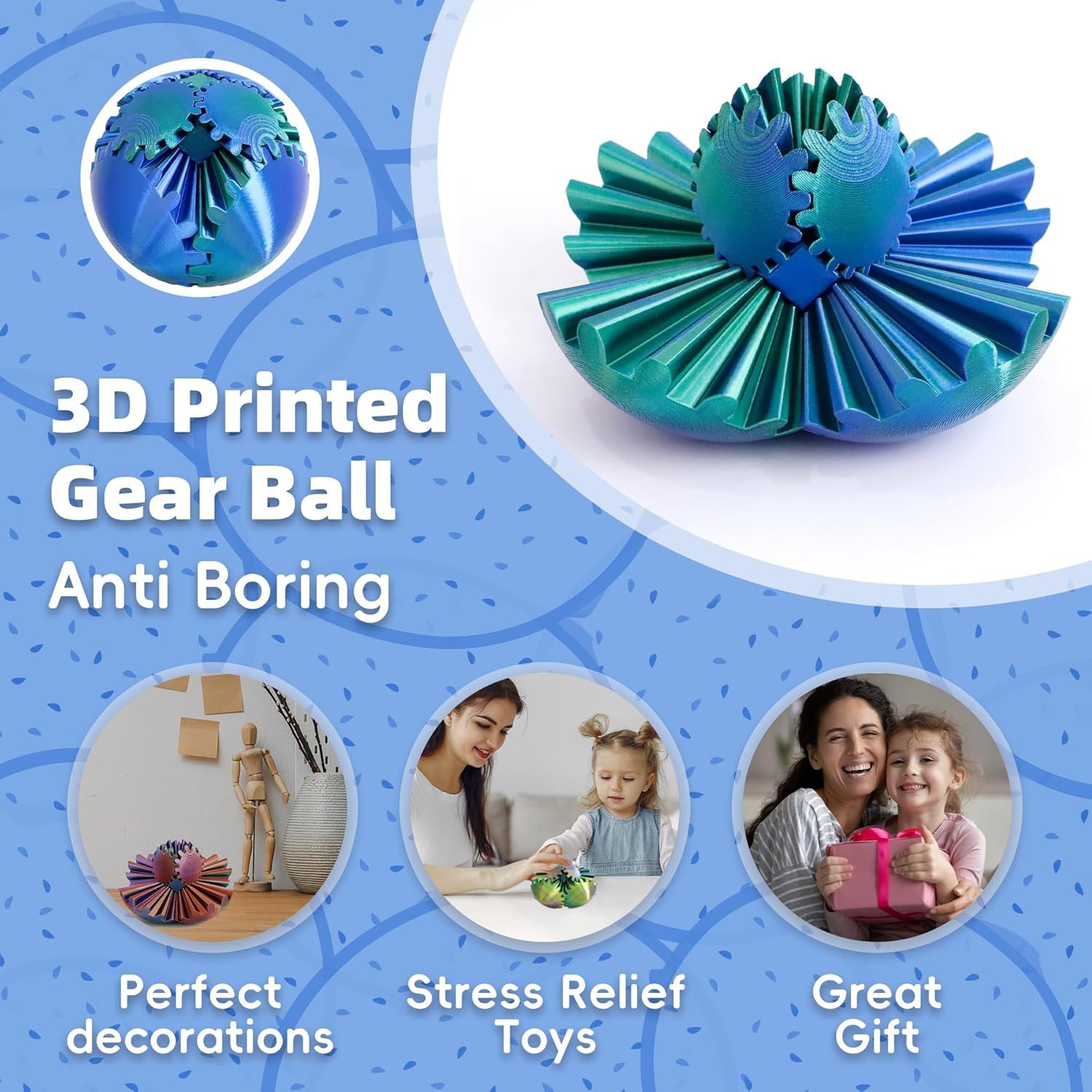 1PC Gear Ball 3D Printed Fidge - 3D Printing Fidget Toys avis et prix