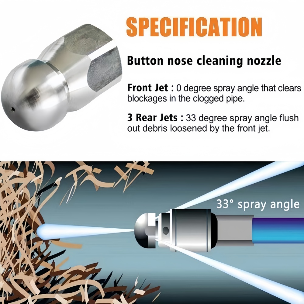 0.5~50m Sewer Cleaning Hose Hi - Nozzle Cleaning Kit avis et prix